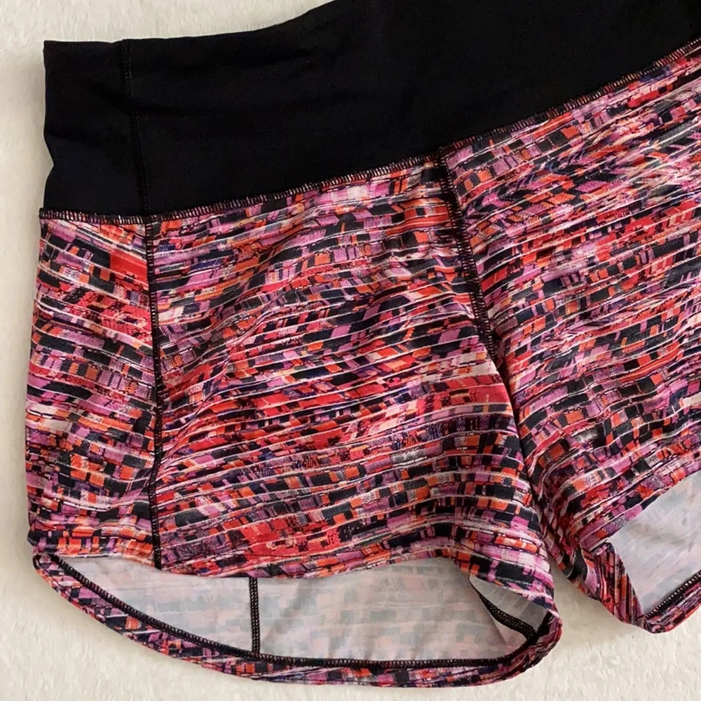 Lululemon | Speed Up Swift Short 4" Flash Pleat Orange Multi/Black W7AVMT 2 Tall - Picture 4 of 16